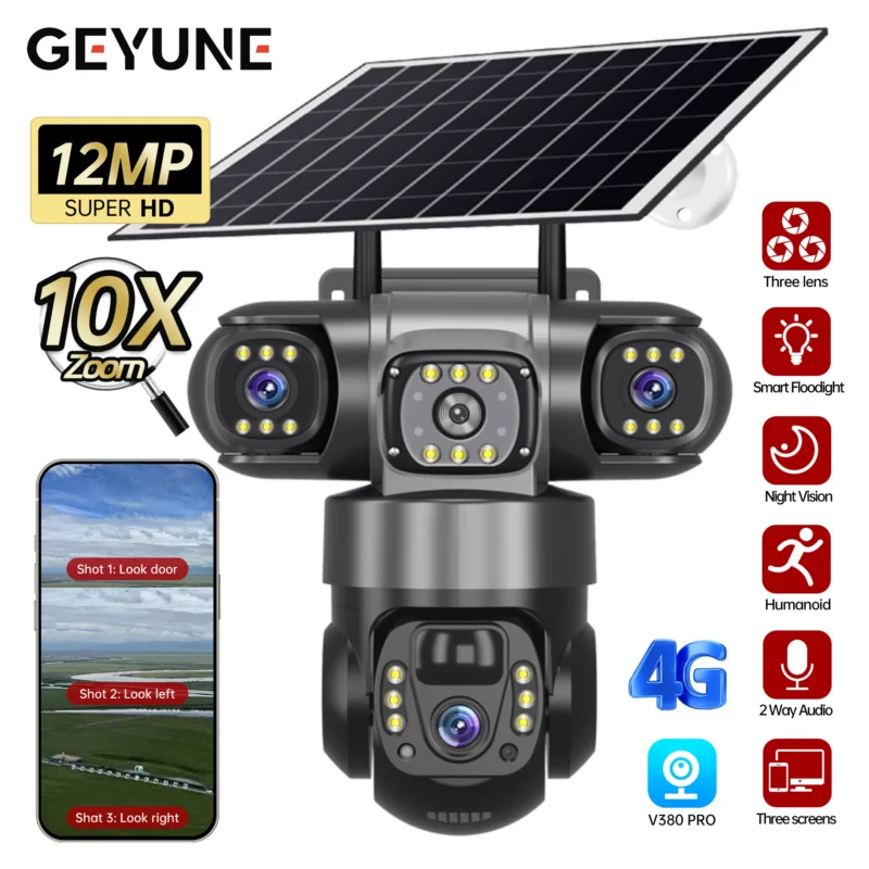 Caméra Sécurité Solaire 4K PTZ Double Objectif