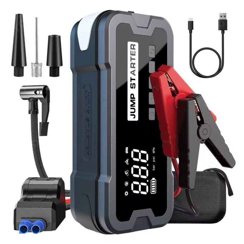 Démarreur de Voiture d'Urgence - Compresseur & Power Bank