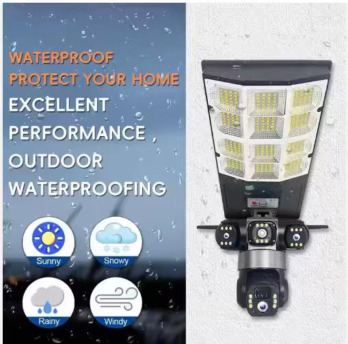 Caméra de Sécurité 360° avec Lampadaire Solaire d'Extérieur wifi